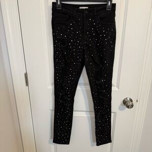 AP Blue by Aphrodite Womens Skinny Denim Jeans Rhinestones High‎ Rise Black Sz 7